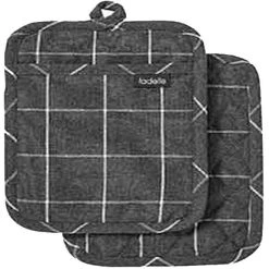 Ladelle Eco Check Charcoal 2pk Pot Holder