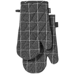 Ladelle Eco Check Charcoal 2pk Oven Mitt