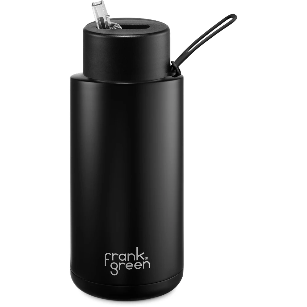 Frank Green 34oz Reusable Bottle - Straw Lid - Midnight (Black) Frank Green 34oz Reusable Bottle - Straw Lid - Midnight (Black) -Matchbox store 9BLR4S8 FrankGreenUltimateCeramicReusableDrinkBottlewithStraw34oz