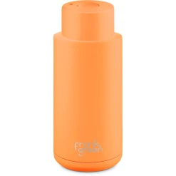 Frank Green Ultimate Ceramic Reusable Bottle Push Button Lid 34oz - Neon Orange