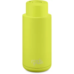 Frank Green 34oz Reusable Bottle - Push Button Lid - Neon Yellow