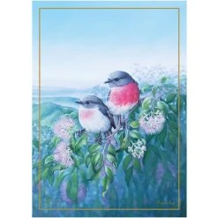 Maxwell And Williams Birds Of Australia Anniversary Tea Towel - Rose Robin