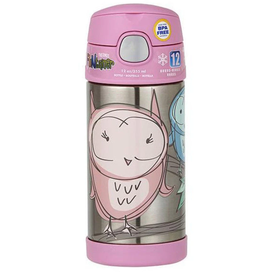 Thermos Funtainer Vacuum Insulated Drink Bottle - Owl 355ml 3 Thermos Funtainer Vacuum Insulated Drink Bottle - Owl 355ml