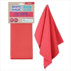 White Magic Tea Towel Single Coral